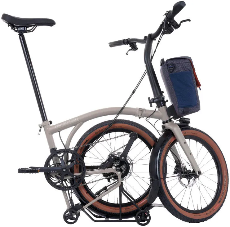 Brompton G Line Electric with Rack Large Folding Bike - Traildust White