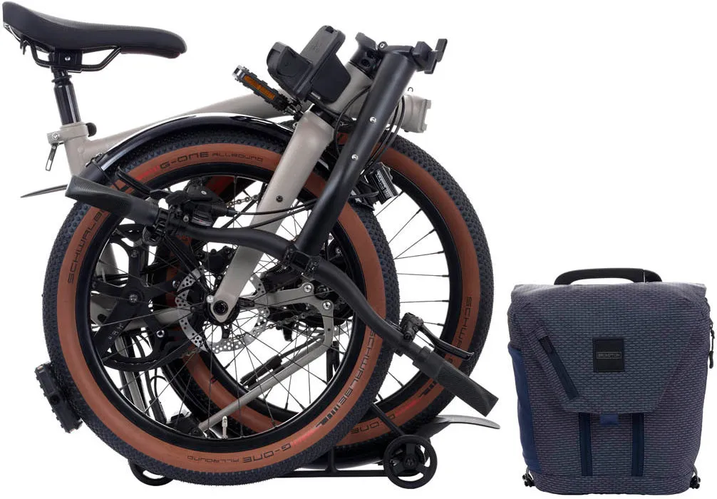 Brompton G Line Electric with Rack Large Folding Bike - Traildust White