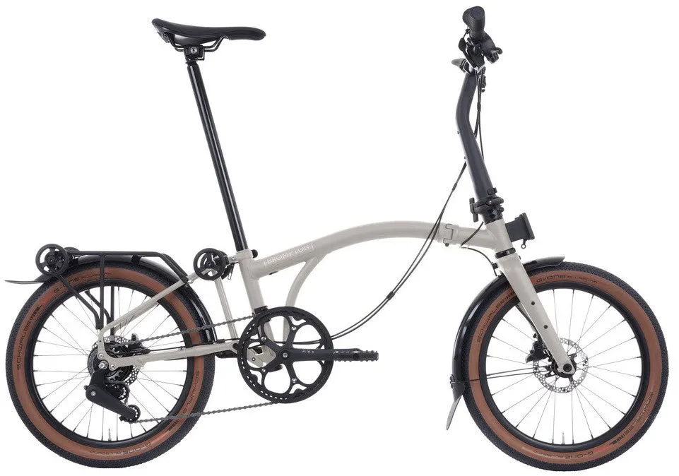 Brompton G Line with Rack Medium Folding Bike - Traildust White