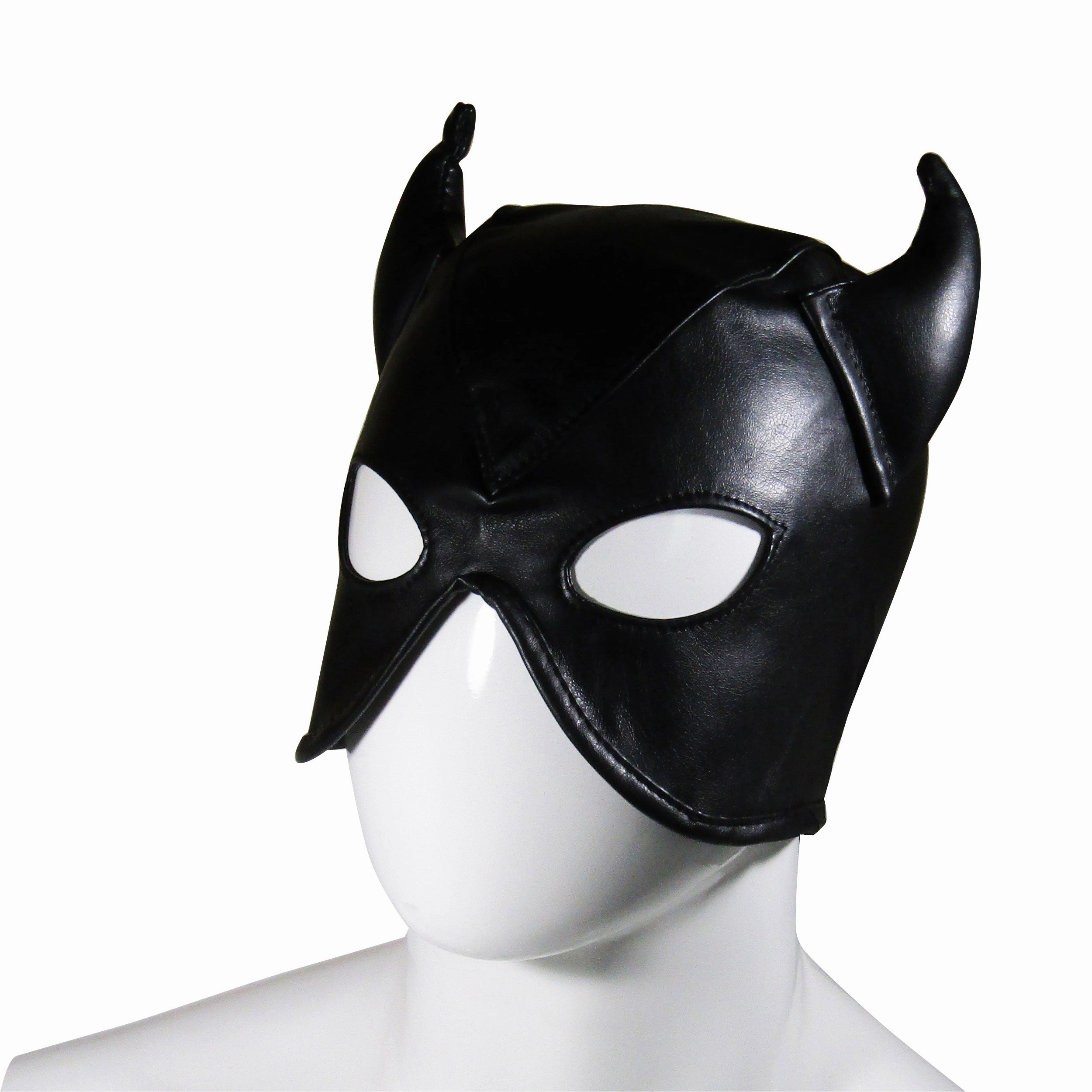 Fetish Pleasure Play Black Horns Hood