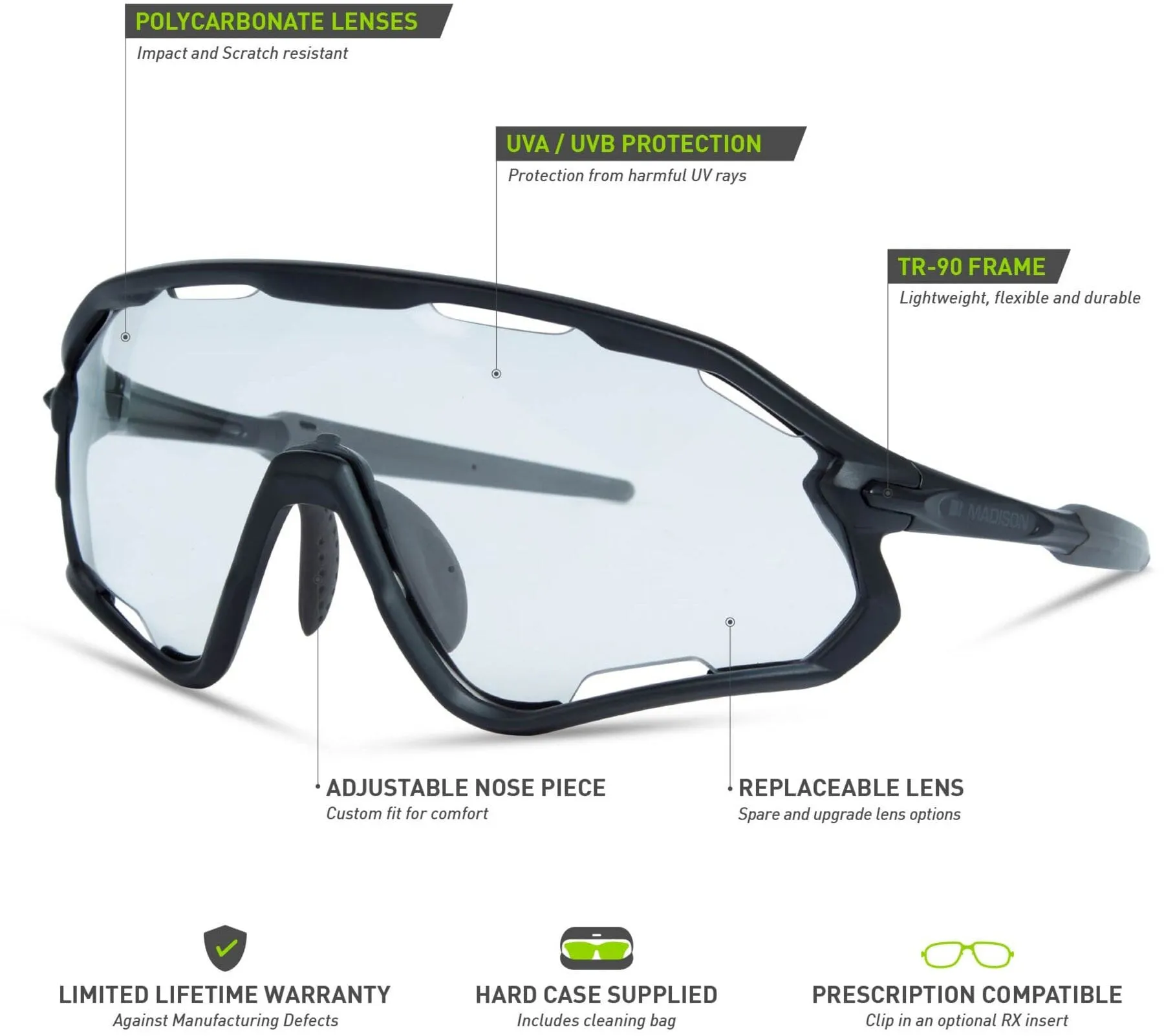 Madison Code Breaker Cycling Sunglasses - Black