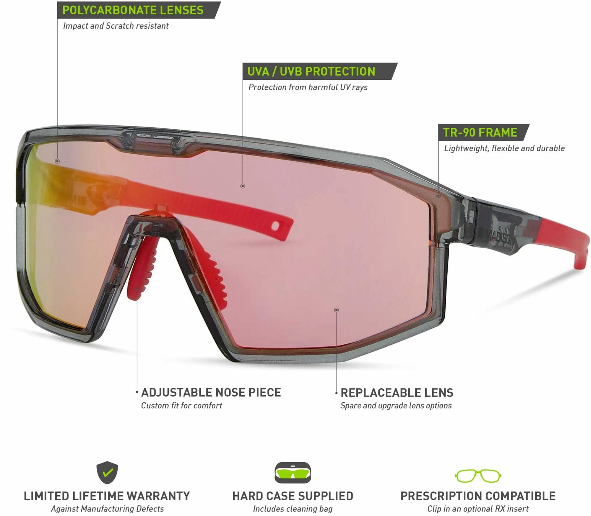 Madison Enigma Cycling Sunglasses - Red