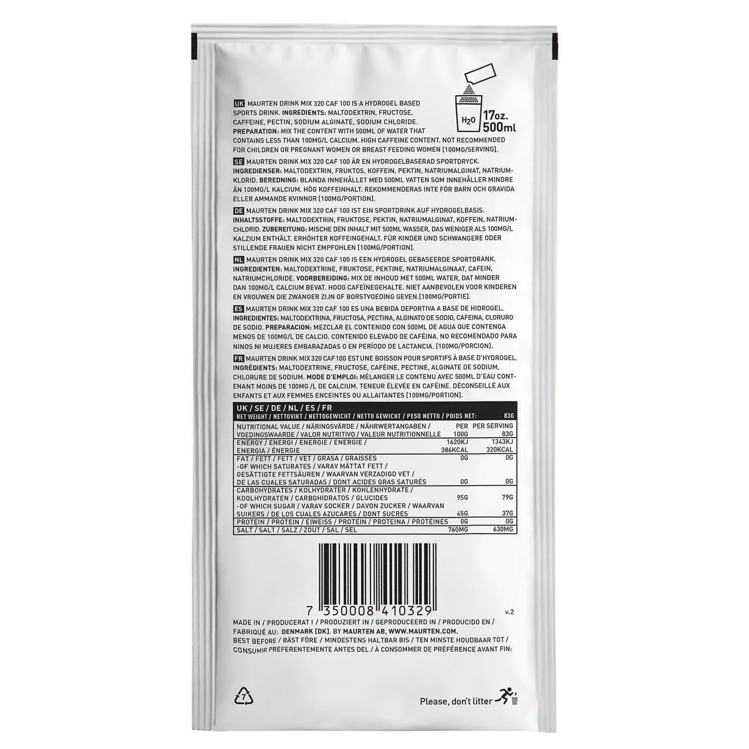 Maurten Energy Drink Mix 320 Caf 100 Single Sachet 83g