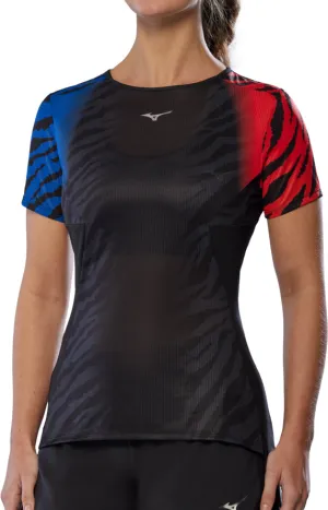 Mizuno DryAeroFlow Graphic Short Sleeve Womens Running Top - Black