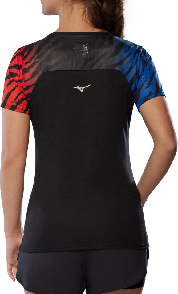 Mizuno DryAeroFlow Graphic Short Sleeve Womens Running Top - Black