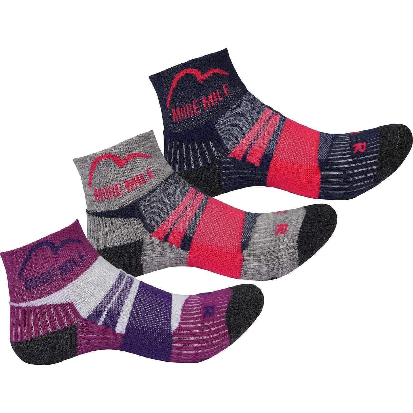 More Mile Endurance (3 Pack) Junior Running Socks - Multi