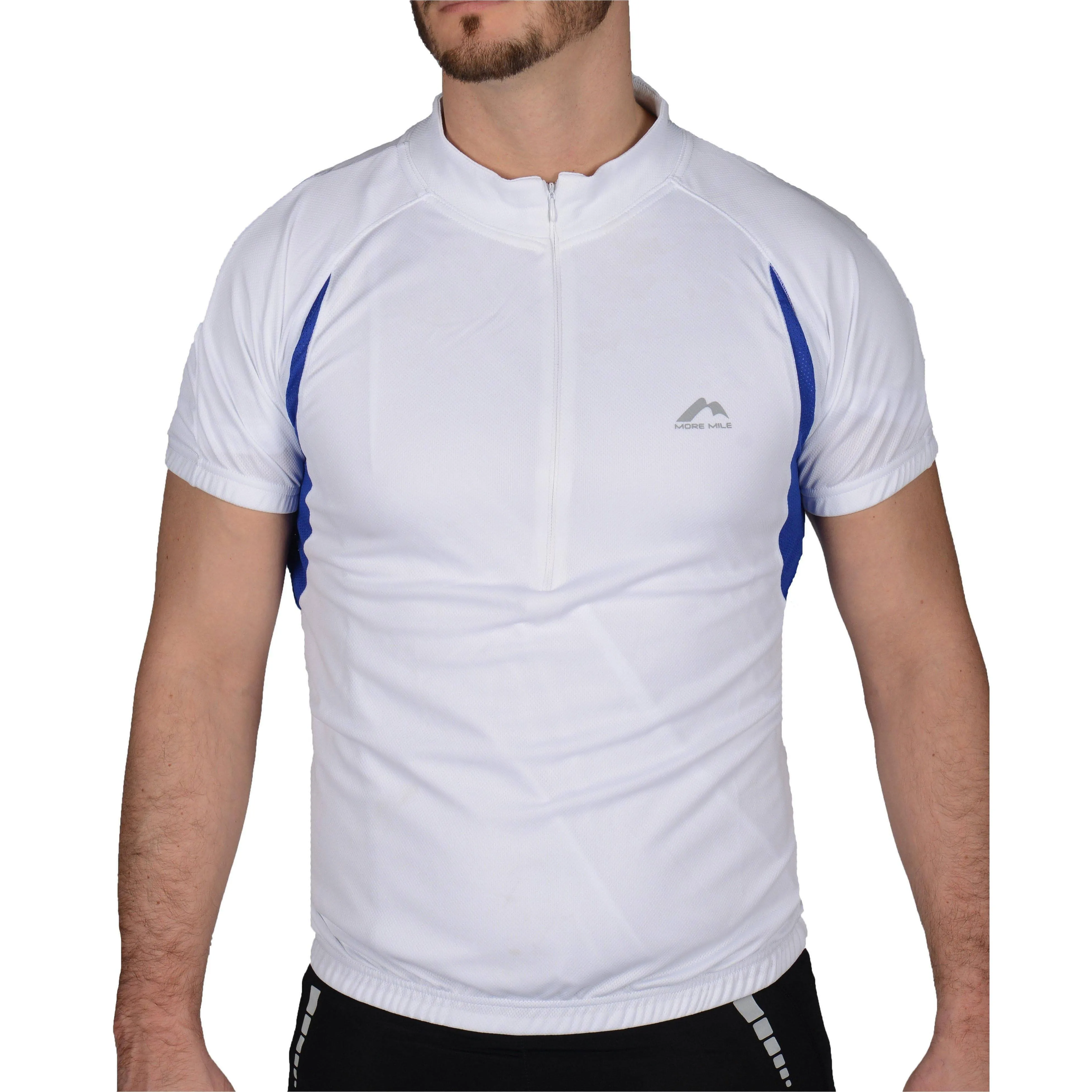 More Mile Short Sleeve Half Zip Mens Cycling Jersey - White