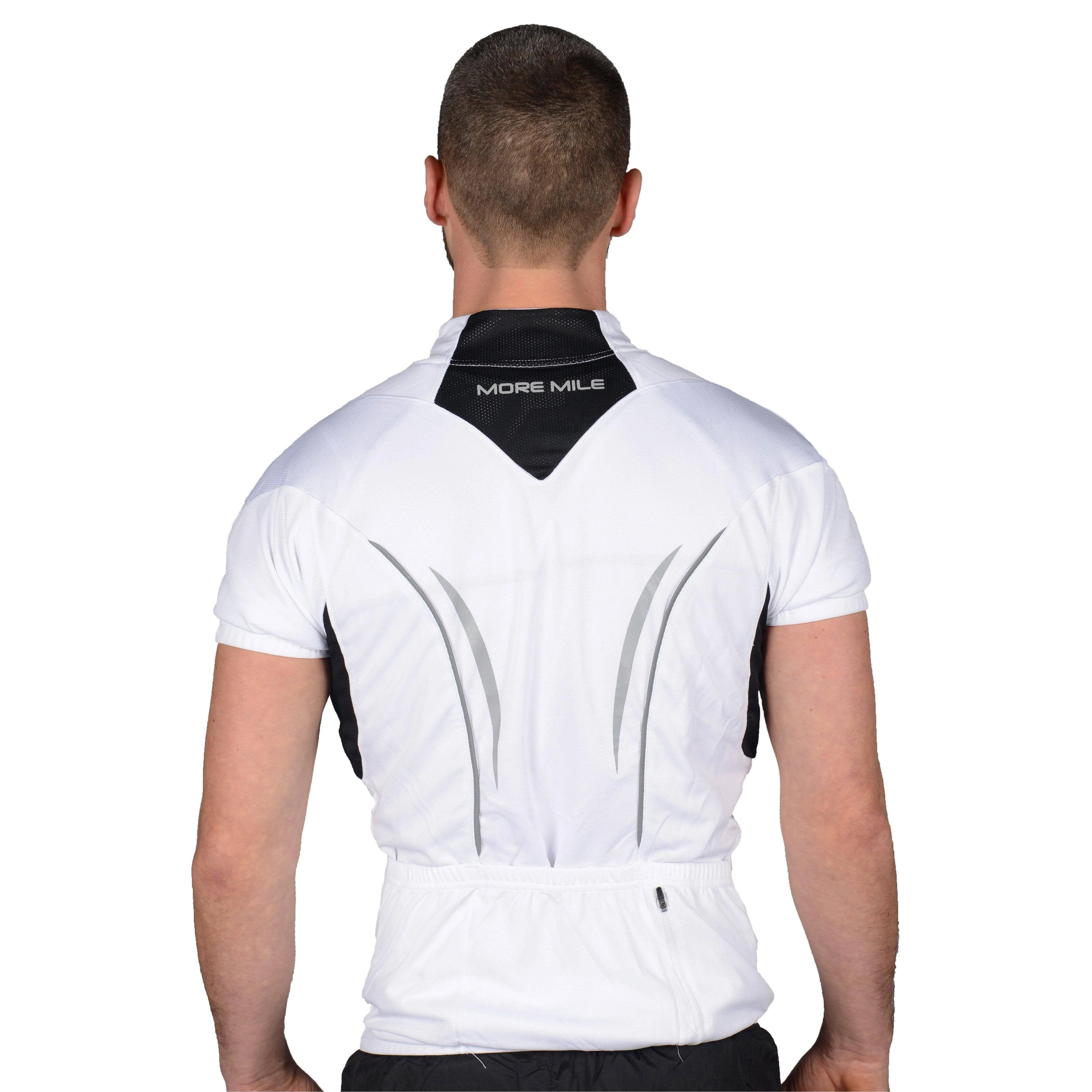 More Mile Short Sleeve Half Zip Mens Cycling Jersey - White