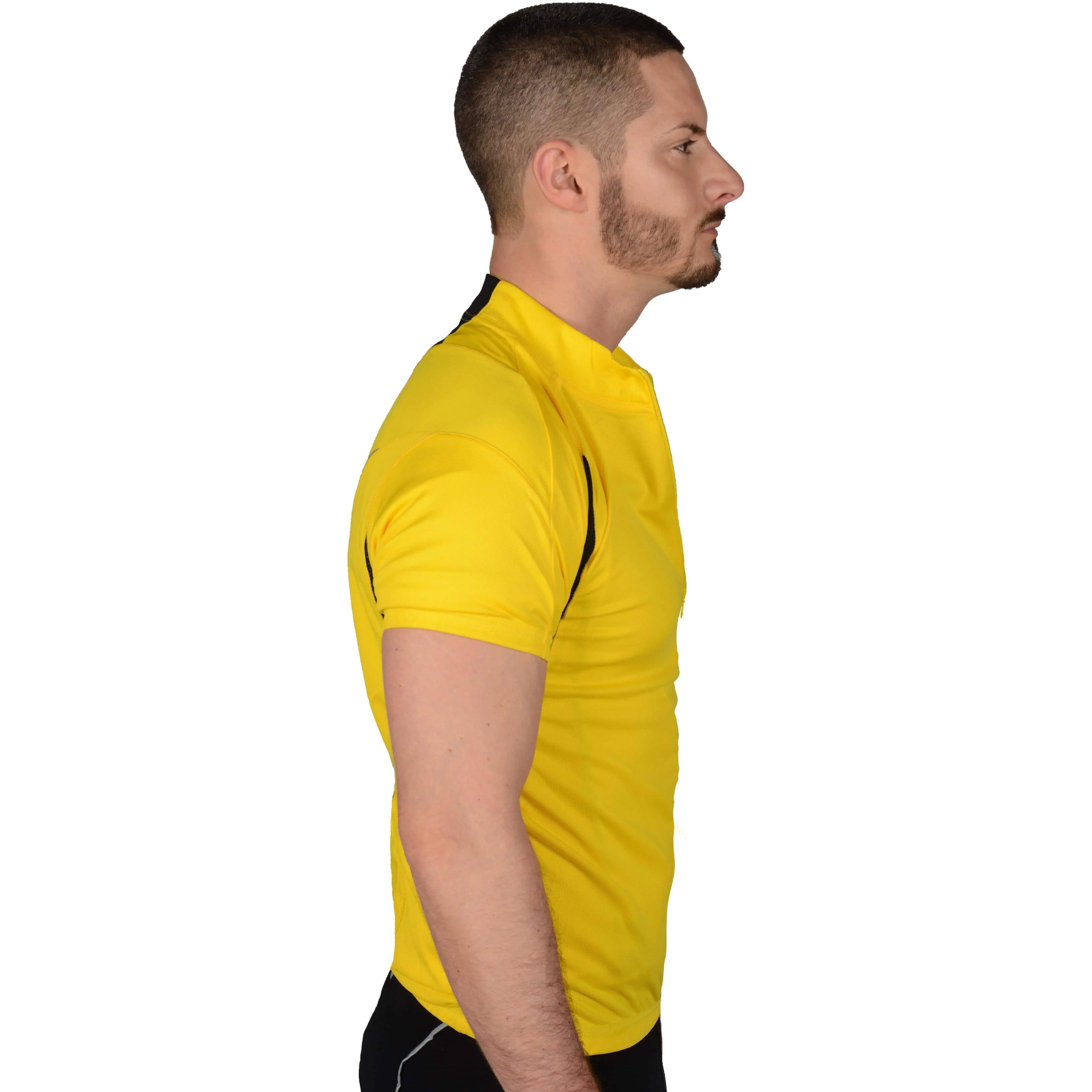 More Mile Short Sleeve Half Zip Mens Cycling Jersey - Yellow