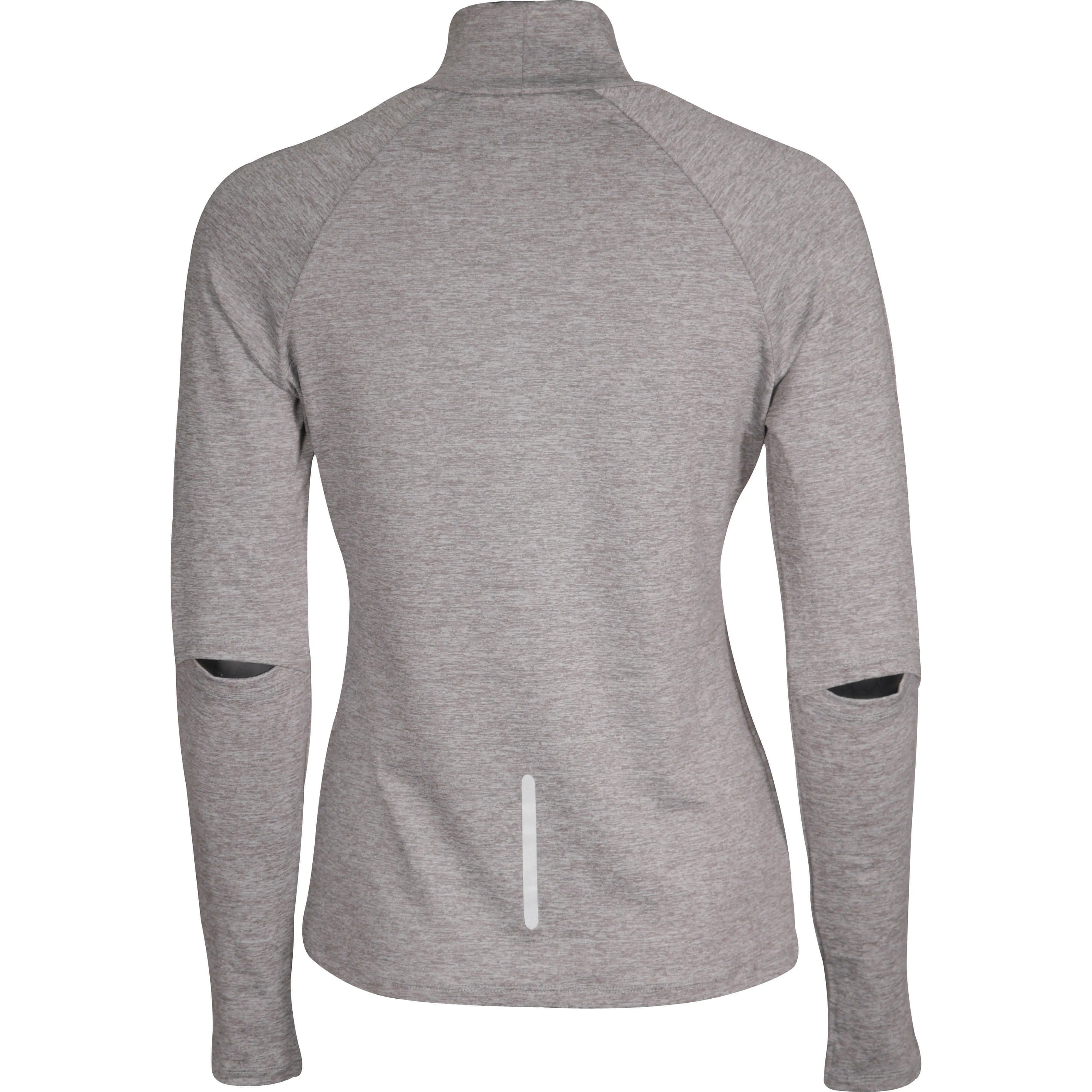 More Mile Train To Run Womens Long Sleeve Funnel Neck Running Top - Grey