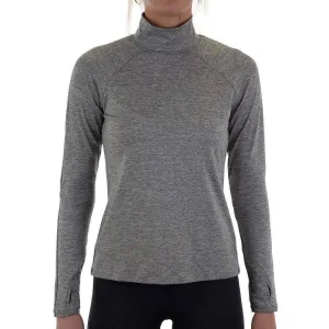 More Mile Train To Run Womens Long Sleeve Funnel Neck Running Top - Grey