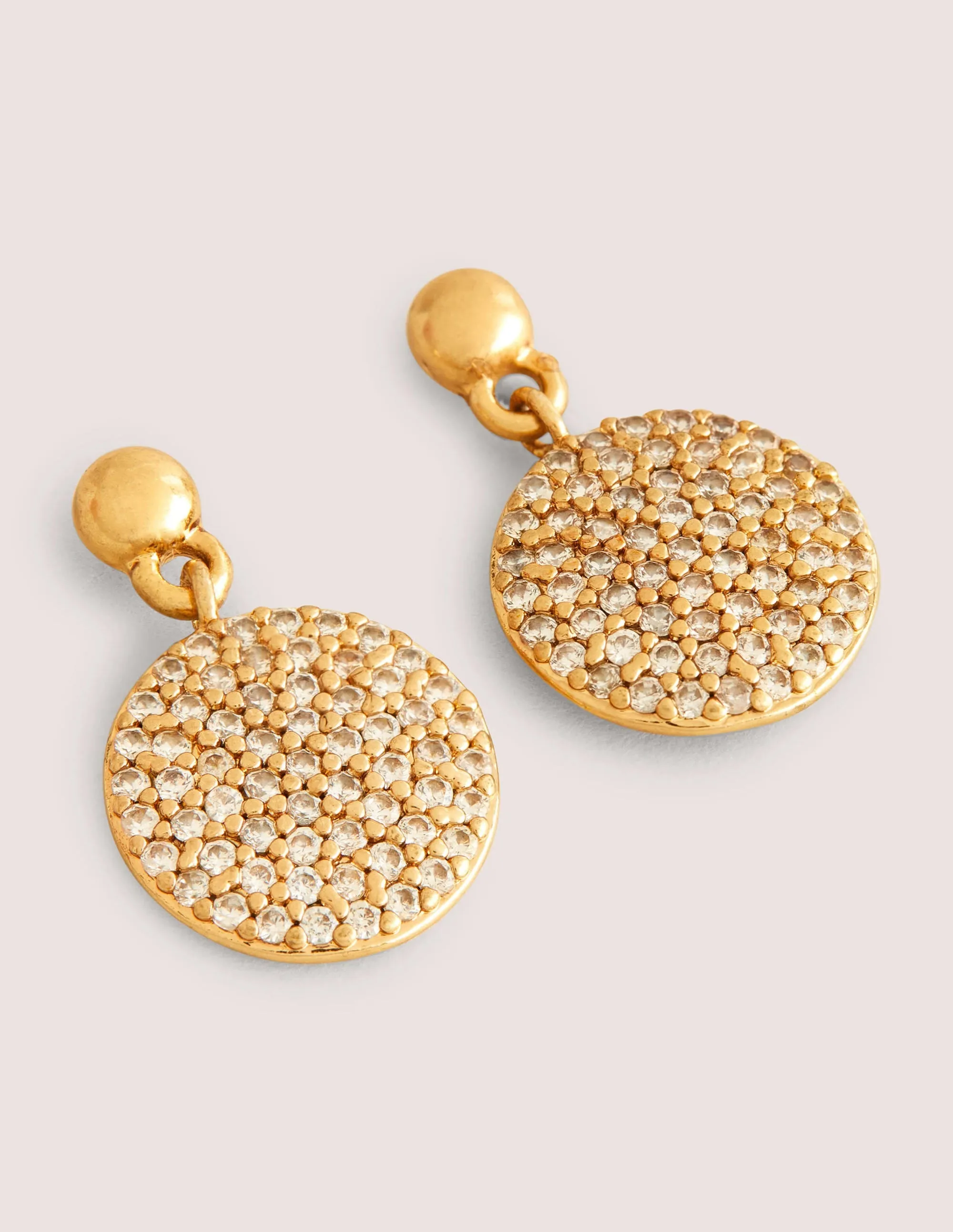 Pavé Disk Earrings-Gold