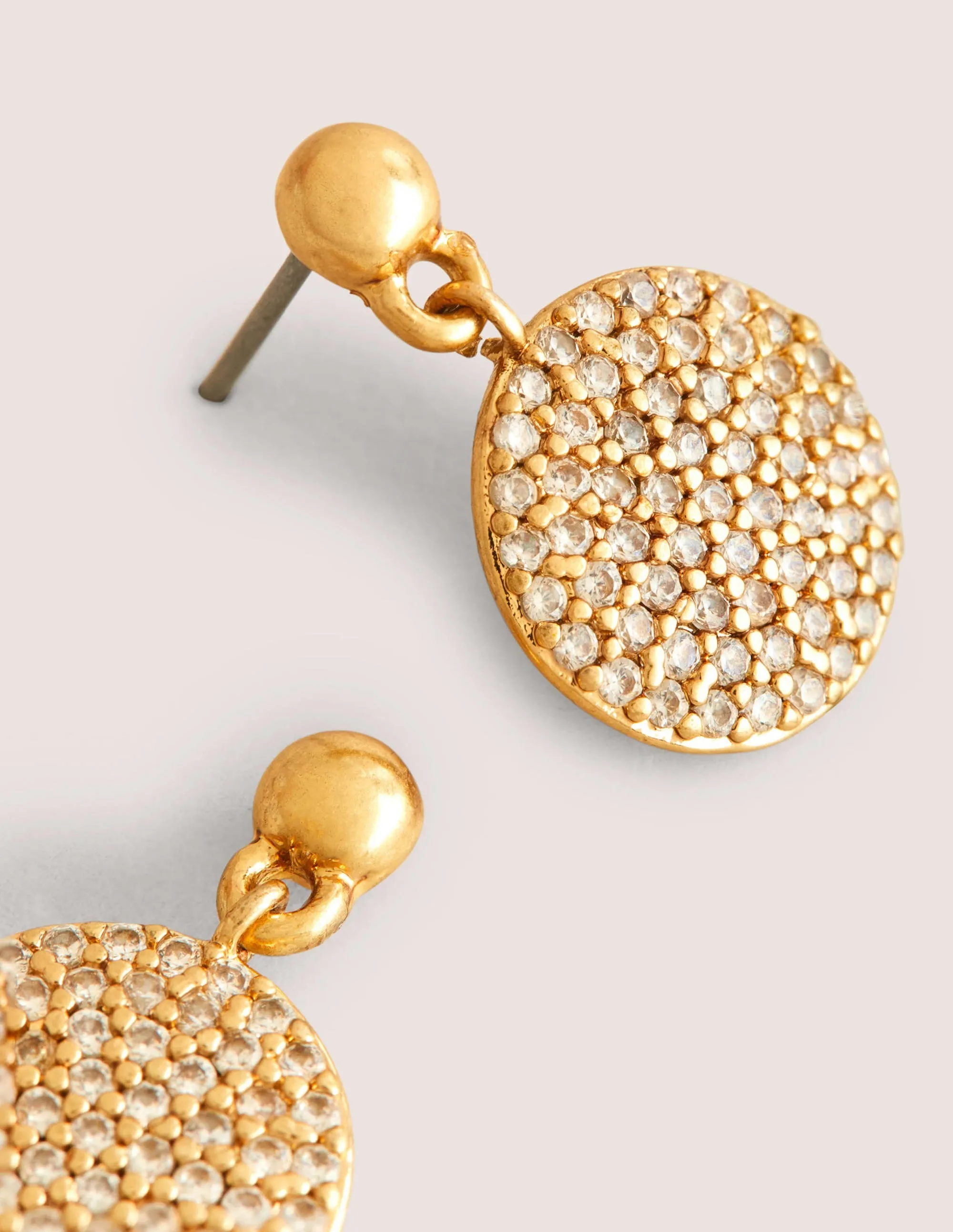 Pavé Disk Earrings-Gold